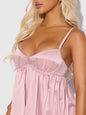 Brigeta Satin & Mesh Corsetted Babydoll & G-String Set