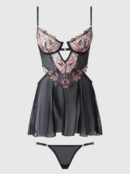 Nova Blacklight Lace Babydoll & G-String Set