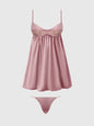 Brigeta Satin & Mesh Corsetted Babydoll & G-String Set