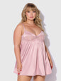 Brigeta Satin & Mesh Corsetted Babydoll & G-String Set