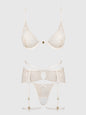 Delilah Embroidered Push Up Bra, Garter & Crotchless Cheeky