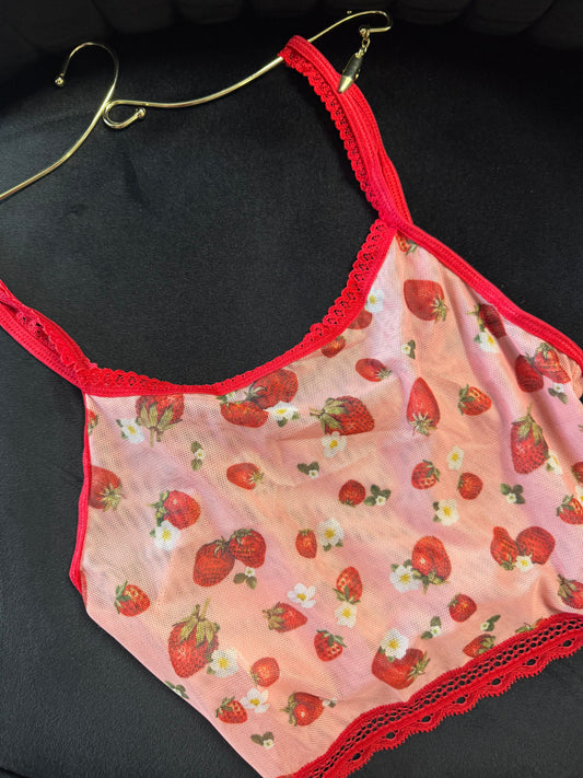 Strawberries and cream crop cami