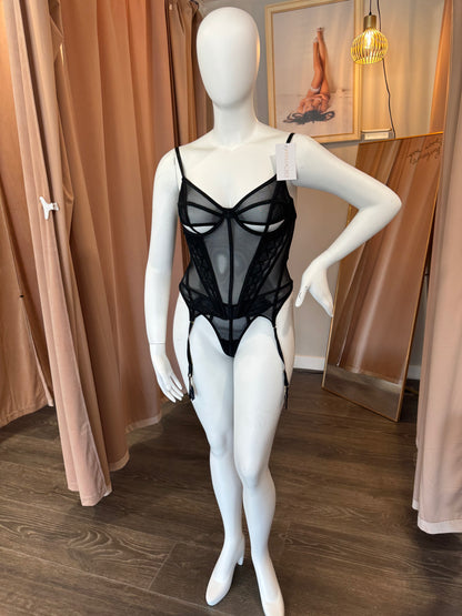 Bonnie Lace & Mesh Bustier and G-String Set