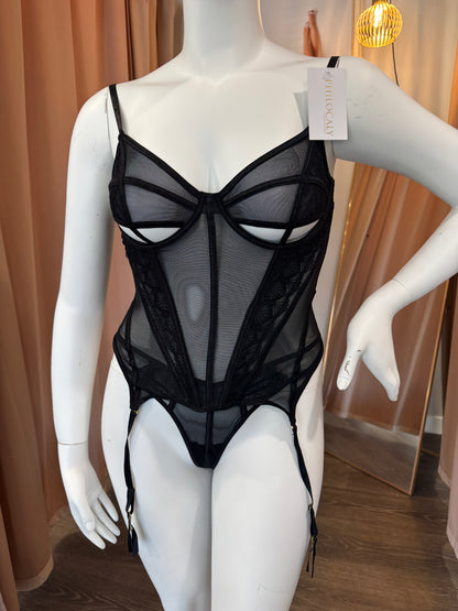 Bonnie Lace & Mesh Bustier and G-String Set